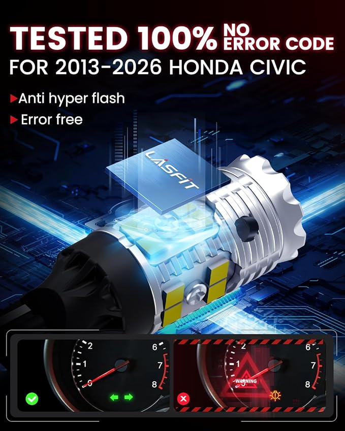 LASFIT for Honda Civic Sedan Hatchback Back Up Reverse Light and Trunk Light 194/921 LED Bulbs for 2013-2022 2023 2024 2025 2026, Canbus White Combo Kit, 6000K, Non-Polarity, Pack of 4
