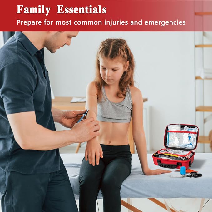 First Aid Kit 340 Piece, Premium Waterproof Hard Shell Medical Kit for Car, Home, Office, Travel, Camping, Sports, Outdoor, School - Emergency First Aid Supplies and Survival Kit