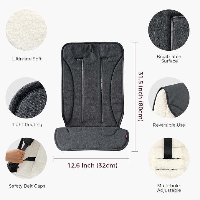 Momcozy Reversible Stroller Cushion | Universal Breathable Stroller Liner | Winter Warm Car Seat Liners | Crib Carriage Cushion Pad | Plush for Winter Use &Soft Fabric for All-Season Comfort