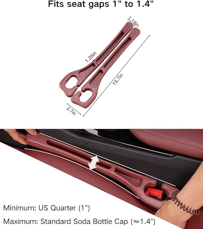 Car Seat Gap Filler 2 Pack, Anti-Drop Seat Gap Plug Blocker with Storage, Universal Car Seat Gap Organizer Stops Items from Falling, Fits Cars, SUVs, Trucks, Car Interior Accessories (red)