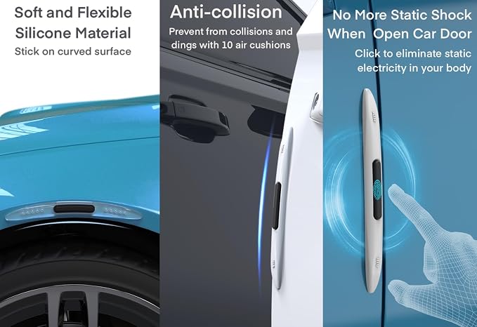 4PCS Car Door Edge Guard Protectors, Silicone Auto Body Protector Trim Guard Universal Anti-Collision Car Protector Strips for Truck SUV Vehicle Sedans