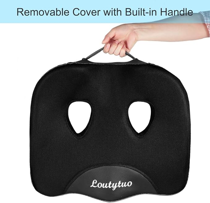 LOUTYTUO Seat Cushion Pillow,100% Memory Foam and Washable Cover,for Office Chair,Car Seat and Wheelchair, Soft Support Seat Cushion