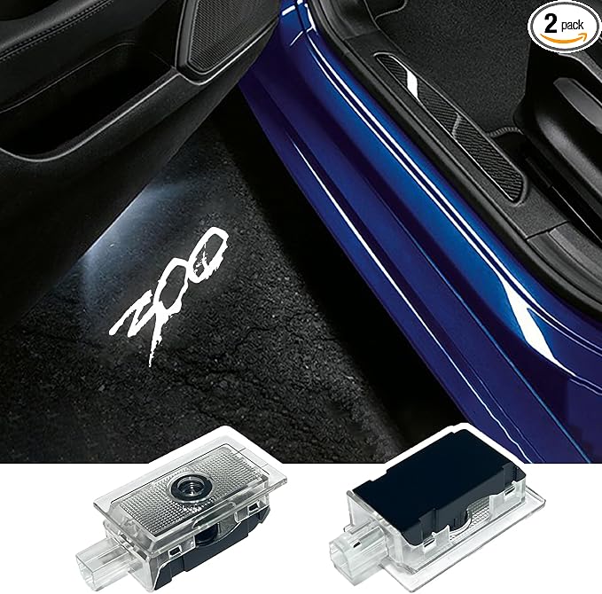 2PCS LED Car Door Logo Projector Lights for 300 300C 300S 2005-present Ghost Shadow Light Laser Courtesy Step Lights Puddle Lamp Accessories (White)