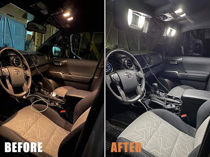 AUTOGINE 13 Piece White Interior LED Lights Kit for Toyota Highlander 2014 2015 2016 2017 2018 2019 Super Bright 6000K Interior LED Light Bulbs Package + Install Tool