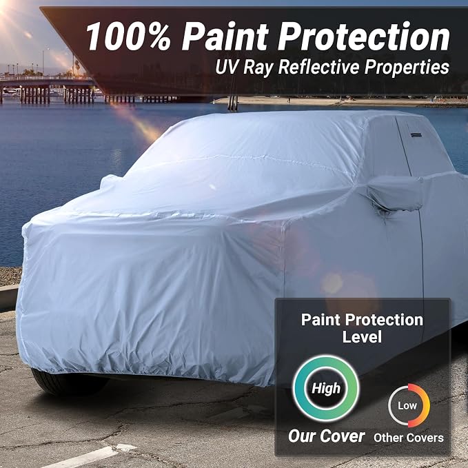 iCarCover 18-Layers Premium Universal Fit Truck Car Cover Waterproof All Weather Sun Rain Snow UV Protection Outdoor Indoor Full Exterior Covers for Automobiles Sedan Hatch Coupe Fit for 202-209 inch