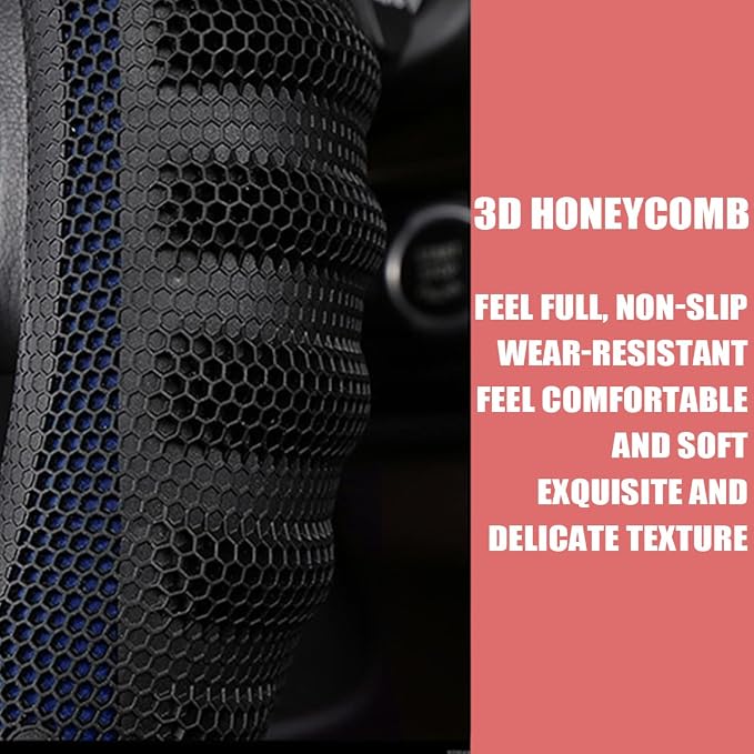 Osilly Car Steering Wheel Cover, Anti-Slip Leather Breathable Comfortable Automotive Steering Wheel Cover Protector Decoration for Men and Women, 15 Inch Universal for SUV, Truck, RV(Blue)