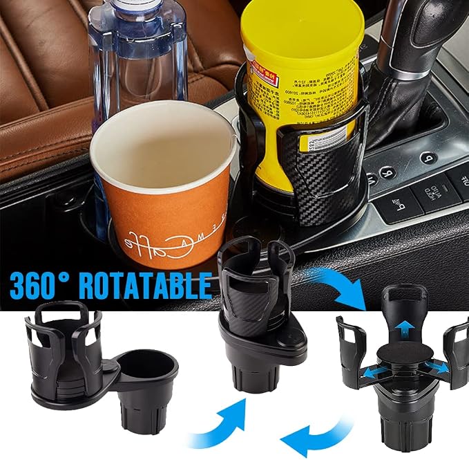 Multifunctional Car Cup Holder, All Purpose Adjustable Large Cup Holder (Matte Black)