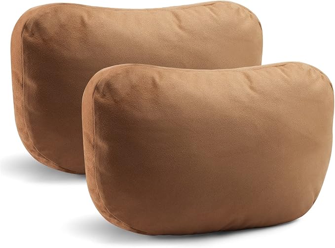 2Pcs Car Neck Pillows for headrests,for Travel Interior Accessories and Suede Support Head Pillows,Balance Neck Pillow Designed to Relieve Neck Pain and Muscle Tension.(Brown)