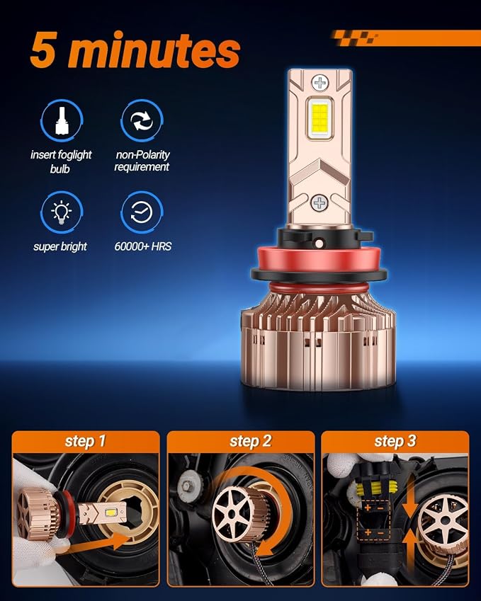 SEALIGHT H7 Led Bulbs, 900% Brightness H7 Led Light Bulbs, 6000K Cool White H7 lLght Bulbs with 25000RPM Fan, Plug and Play ATV/UTV, 10-Year Extended Lifespan IP68 Waterproof, Pack of 2