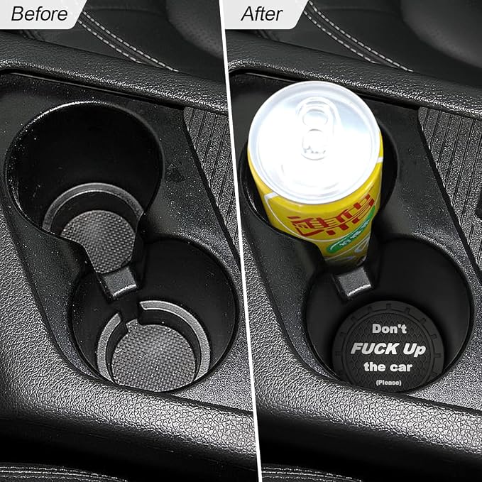 8sanlione 2 Pack Car Cup Holder Coasters, 2.75 Inch Non-Slip PVC Insert Cup Coaster, Anti-Scratch Auto Cup Mats for Women Men, Vehicle Interior Accessories Universal for Car, SUV, Truck (C Black/2PCS)