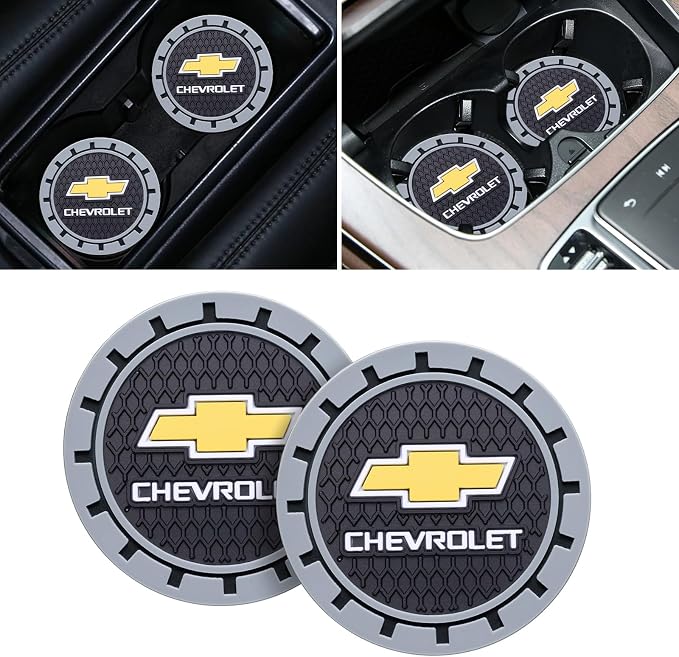 Car Cup Coaster, 2PCS Universal Non-Slip Cup Holders, Compatible with Chevy Series Car Cup Holder Coasters,Car Drink Coaster Holder Accessory, Black