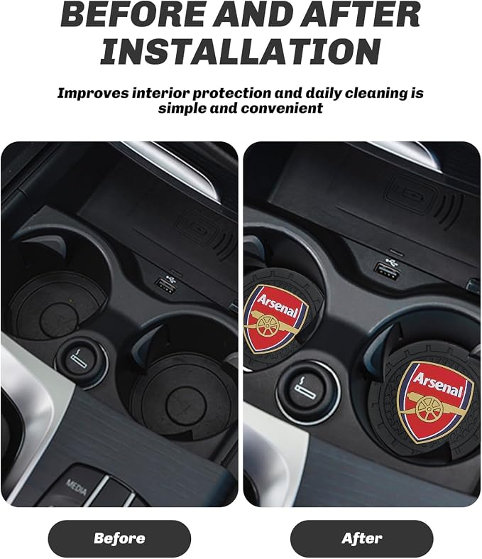 Cup Holder Insert Coaster for Arsenal UEFA Fans,Anti Slip Car Cup Coaster Interior Accessories