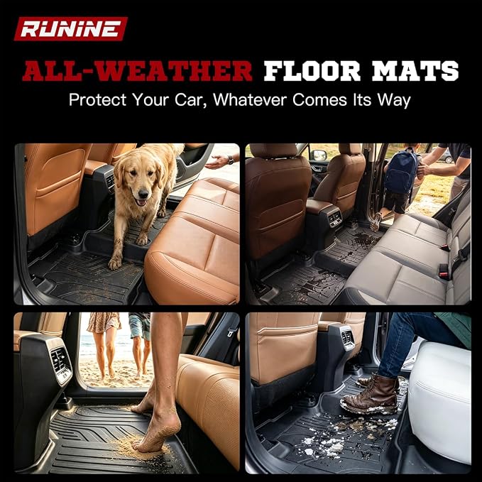 Floor Mats for 2027 Kia Telluride Hybrid (Suitable for HEV), All Weather TPE Telluride Floor Liners Full Set with Cargo Mat & Backrest Mats, Custom Fit 7 Passenger 2027 Telluride Hybrid Accessories