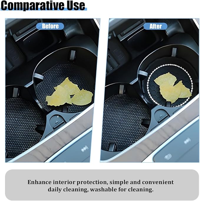 HZEL 4PCS Bling Car Cup Holder Coaster, Shiny Crystal Rhinestone Silicone Dustproof Drink Cup Insert Pad, Dazzling Automotive Interior Water Bottle Holder Embedded Mat, Universal Fit (Light Blue)