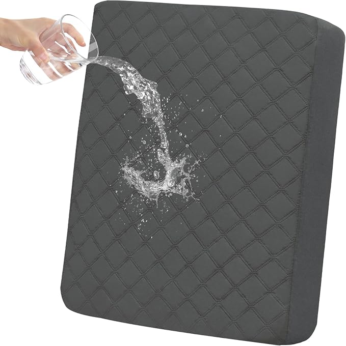 Easy-Going Waterproof Oversized Chair Cushion Covers, Non-Slip Leakproof Sofa Seat Cushion Slipcovers, Quilted and Stretch Furniture Protector for Dogs (1-Piece Oversized Chair Cushion, Dark Gray)
