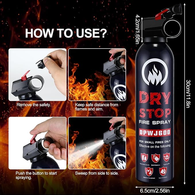 24pcs Fire Extinguisher for Home - Dry Stop Fire Extinguisher Spray, 600g Dry Chemical Fire Extinguisher for Kitchen, Car & Home | Portable, Fights Grease, Electrical & Vehicle Fires