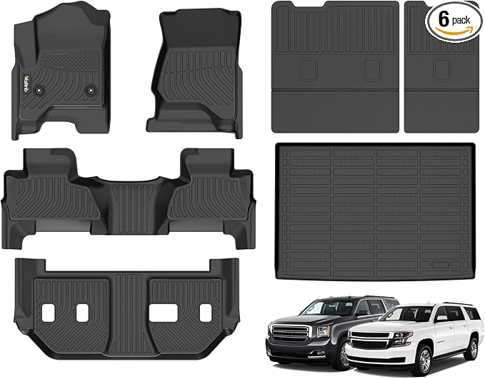 Wailtnb-All Weather Floor Mats & Cargo Liner Backrest Mat for Chevrolet Suburban & GMC Yukon XL 2015-2020 Custom Fit Chevy Suburban & GMC Yukon XL 2015-2020 Waterproof Durable Easy Clean Accessories