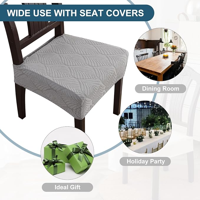 Waterproof Stretch Seat Covers,Dining Room Chair for 4 Set Removable Washable Chair Slipcover Protectors,Rear Covers,Light Grey