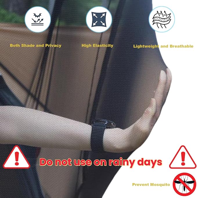 Car Camping Tailgate Mesh Screen for SUV, Mini Van, Great for Ventilation and Mosquito Prevention Car Camping Accessories