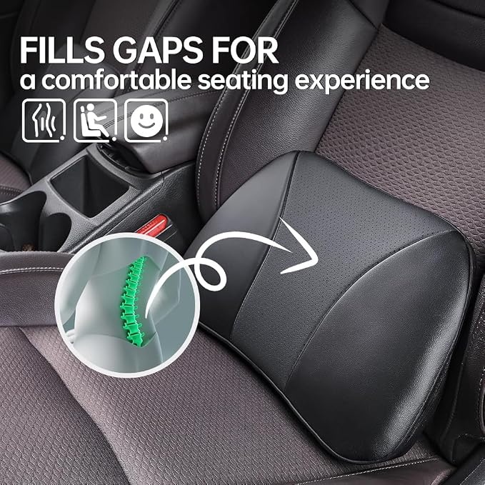 1p Memory Foam Lumbar Support Pillow for car Lower Back Pain Relief - Back Cushion for Driving, Chair Support for Car-Office Chair(Black)