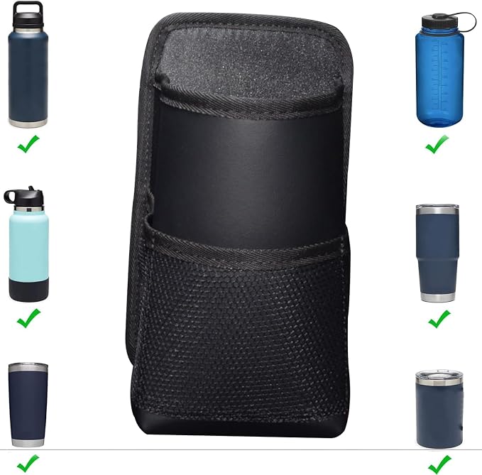 Large Car Cup Holder Expander Water Bottles, Big Drinks Holder Bag(Black) | Fits Large 24/36/40/46oz Water Bottles,- Universal Auto Vehicle for Cars, SUV & Truck RV's golf-carts