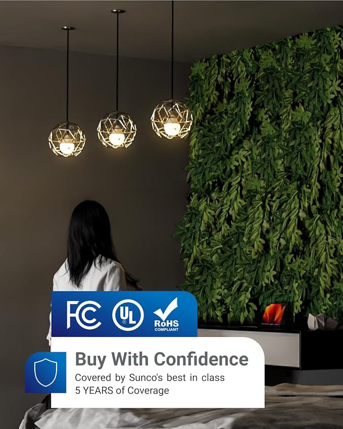 Sunco 10 Pack E12 LED Bulbs Candelabra CRI92 2700K Soft White, 5W Equivalent 40W, 450 Lumens, Small Edison Screw Base E12, Non-Dimmable, Frosted Decorative G14 Globe Vanity Light Bulbs UL.