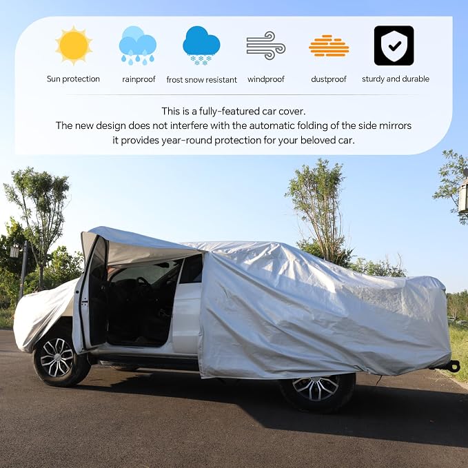 Talyter Truck Cover Waterproof All Weather,Full Exterior Covers Rain UV Protection,Full Outdoor Covers for Chevy Silverado Dodge Ram 1500 Ford F150,Fit Truck-Length 245" to 250"