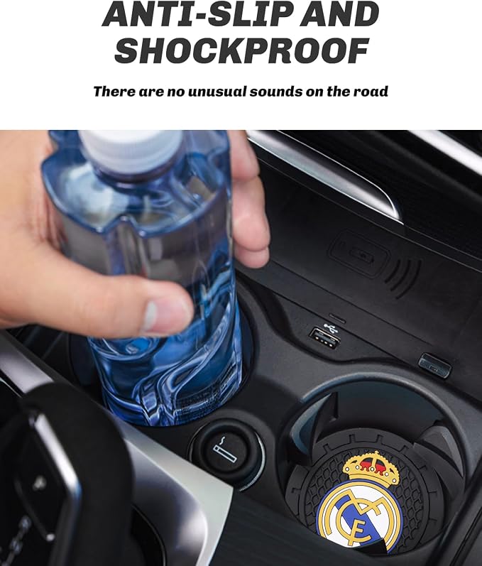 Cup Holder Insert Coaster for Real Madrid UEFA Fans,Anti Slip Car Cup Coaster Interior Accessories