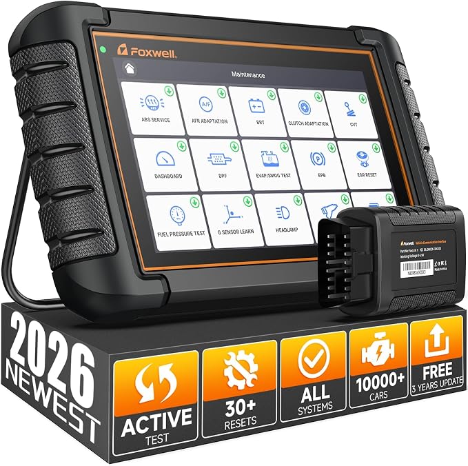 2026 FOXWELL Scanner NT809BT OBD2 Scanner Diagnostic Tool with 30+Resets, All System Bidirectional Scan Tool for All Vehicles, CAN-FD, FCA Autoauth, 3-Yr Free Update, AutoVIN, Wireless 65-Foot, Black