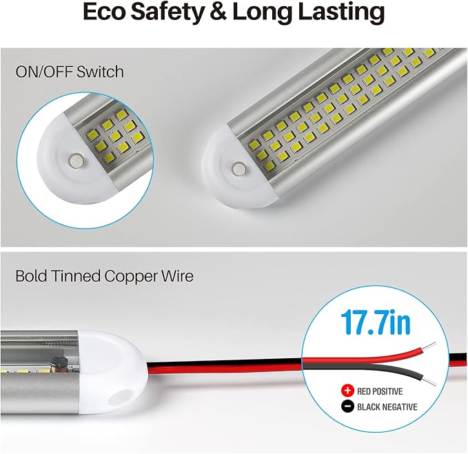 12v LED Interior Light Bar,CT CAPETRONIX 120LEDs 1500LM 8W DC 12 Volt led Strip Lights with ON/Off Switch,for Enclosed Cargo Trailer, Car RV Van Truck Lorry Camper Boat Caravan Motorhome (10Pack)