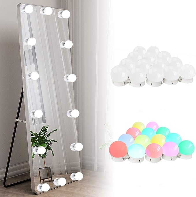 Vanity Lights for Mirror, 14-Bulb RGB Colorful DIY Hollywood Makeup Vanity Mirror Dimmable Lights