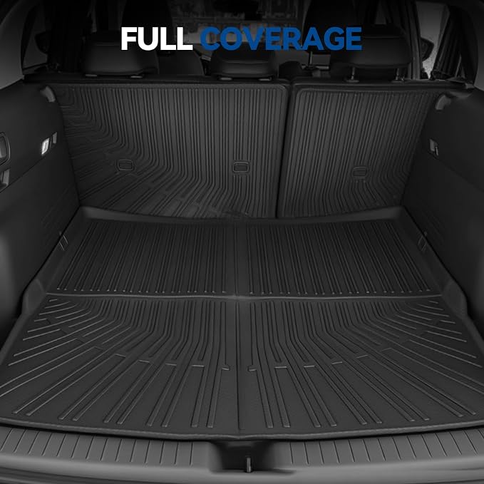 Custom Fit Floor Mats for 2008-2013 Toyota Highlander | (Not for Hybrid) All Weather TPE Floor Liners with Trunk Mat & Backrest Protectors | Odorless Full Set Interior Accessories