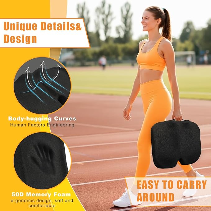 Stadium Seat Cushion - Extra Thick 50D High Density Bleacher Cushion | Premium Cushions with Carry Handle. Non-Slip Design for Stadium Cushions for Bleachers and Outdoor Sports Games 2-Pack.