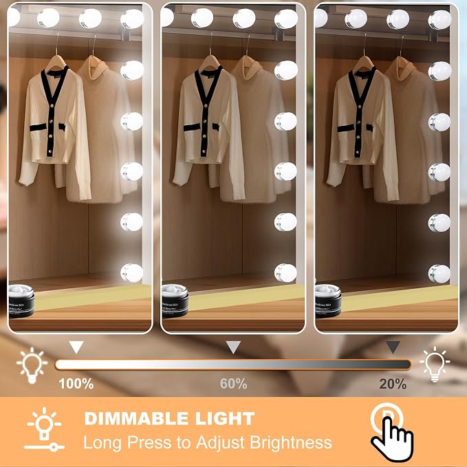 Moonee Vanity Mirror with Lights, Gold Hollywood Lighted Makeup Mirror with 18 Dimmable Bulbs and 10X Magnification, 3 Colors Modes, Aluminum Metal Frame, Light Up Mirror for Tabletop/Wall(32" x 24")