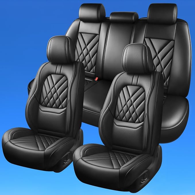 Fit Murano Car Seat Covers Compatible with Nissan Murano 2007-2024 2025 2026-Premium Leather,Waterproof,Breathable,Airbag Compatible &All-Weather Seat Cushion Protecto(Full Set,Black)