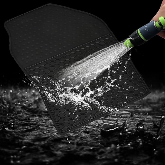 Car Floor Mats Custom Fit for Honda Fit 2009-2013 Black Rubber All Weather Protection Auto Floor Liners Heavy Duty Odorless