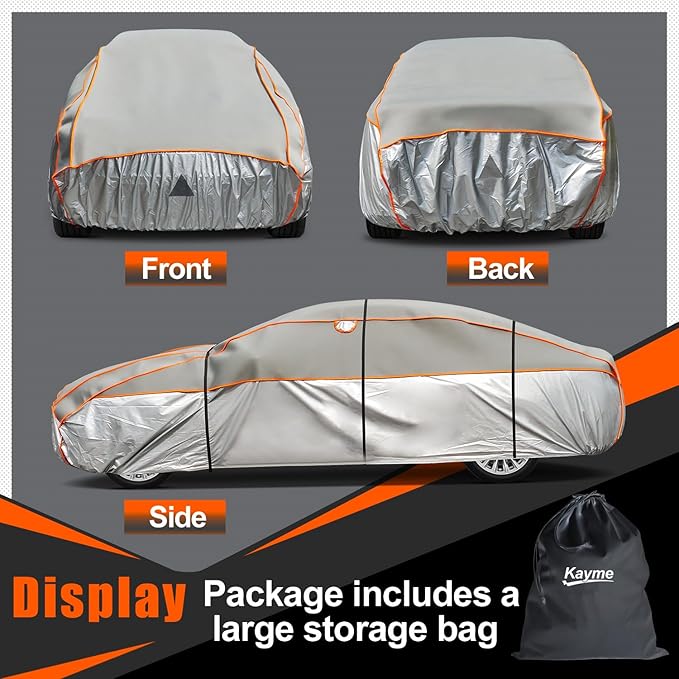Kayme Hail Protector Car Cover,Anti Hail Thickened Multi-Layered EVA Car Cover Waterproof Sun UV Rain Snow All Weather, Outdoor Hail Protection Cover, Fit SUV Jeep-Length (Up to 181 Inch).Grey