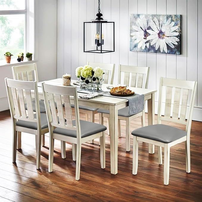 Leather Stretch Chair Seat Covers with Elastic Ties,Waterproof Dining Room PU Leather Chair Cover Seats,Removable Washable Chair Protector Seat Cushion Slipcovers for Home,Kitchen (Gray, 4 PCS)