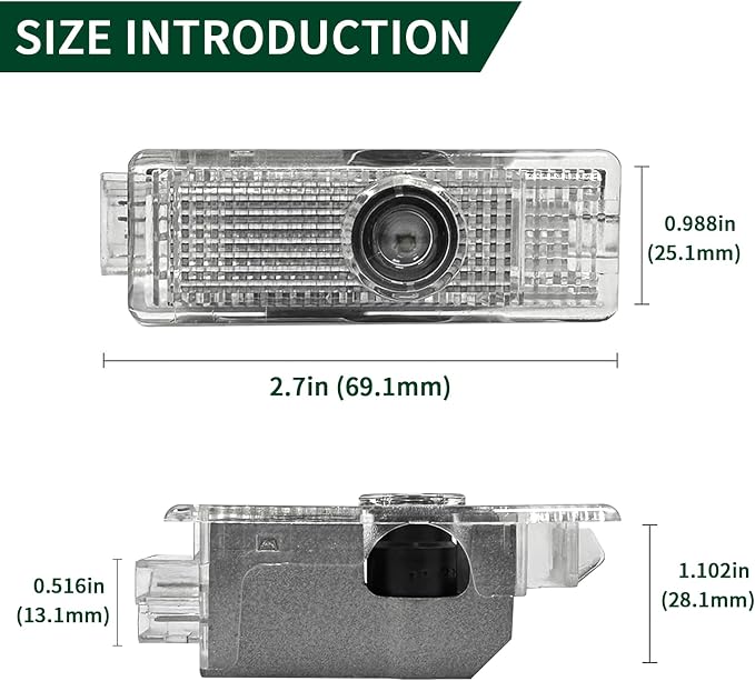 2 Pcs Never Fade Door Light Logo, Projection Ghost Shadow Welcome Puddle Light Compatible with Range Rover Discovery Freelander Evoque LR2 3 4 Sport Accessories (Green)