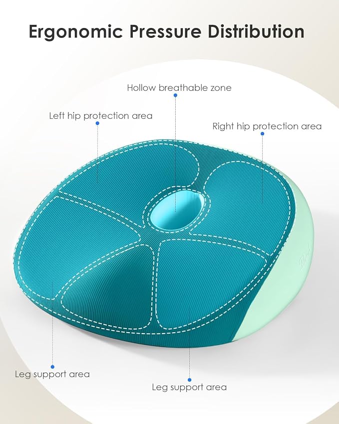 FLORICH Seat Cushion, Memory Foam Cushion for Office Chair, Ergonomic Office Seat Chair Cushion for Relieving Sciatica, Soft & Breathable Car Seat Cushion - Green