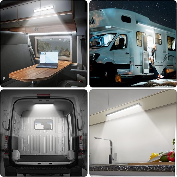 CT CAPETRONIX 12v LED Interior Light Bar, 15.4IN 168LEDs 1700LM 10W, DC 12v Volt led Strip Lights with Switch, for Enclosed Cargo Trailer Car RV Van Truck Lorry Camper Boat Caravan Motorhome (4Pcs)