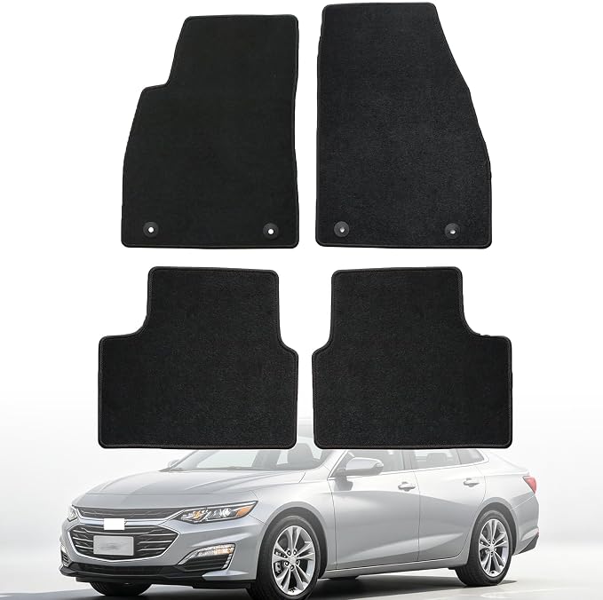 GXARTS Custom Fit Velour Carpet Floor Mats Fit for Chevrolet Malibu 2016-2024 (Not for Malibu Limited),4-Piece Front+Rear Full Set Accessories,All-Weather Waterproof Anti-Skid Retaining Buckle