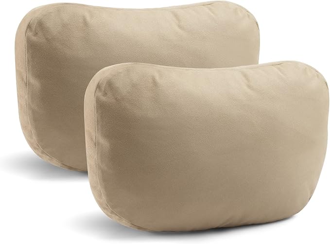 2Pcs Car Neck Pillows for headrests,for Travel Interior Accessories and Suede Support Head Pillows,Balance Neck Pillow Designed to Relieve Neck Pain and Muscle Tension.(Beige)