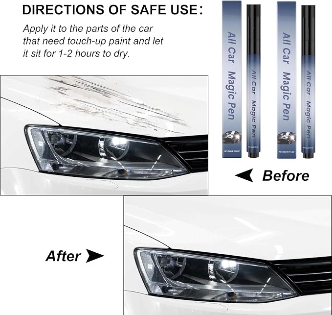 All Car Magic Pen, Magic Car Scratch Removal Pen, Lasting Car Scratch Remover, Quick Fix for Scratches and Paint Damage,Easy Use, Weatherproof Fits All Car Colors (3 PC)