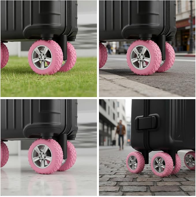 8PCS Luggage Wheel Protector, Premium Silicone Protectors for 2-2.4" Spinner Wheels Anti-Slip, Ultra-Quiet & Wear-Resistant Travel Accessories for Suitcase (Yellow)