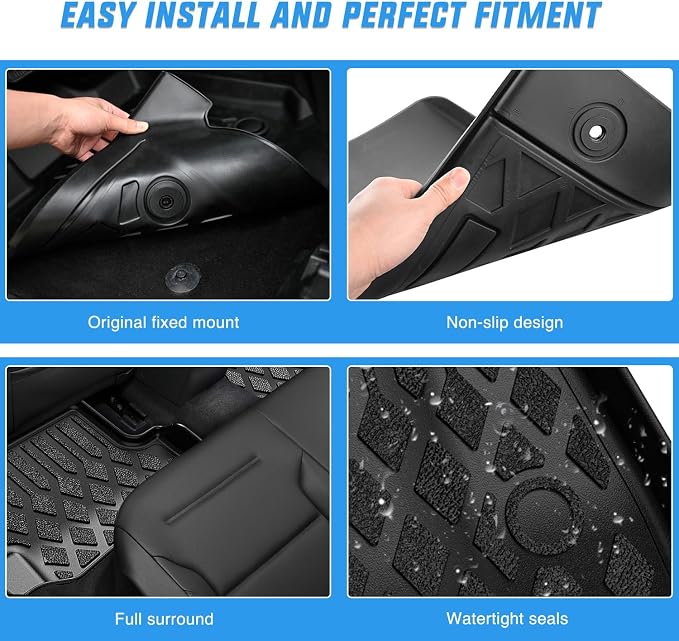 Nilight TPE Floor Mats for Chevy Silverado GMC Sierra 1500 Crew Cab 2007-2013, Silverado GMC Sierra 2500 3500 2007 2008 2009 2010 2011 2012 2013 2014 All Weather Custom Fit Heavy Duty Floor Liners