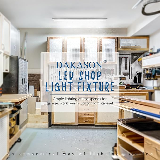 DAKASON 8-Pack 3FT LED Garage Lights Ceiling Mount, 3Foot LED Ceiling Light Fixture Flush Mount 24W 2880lm, Hardwired Flat Panel Light, Tube Light 3/4/5000K Adjustable