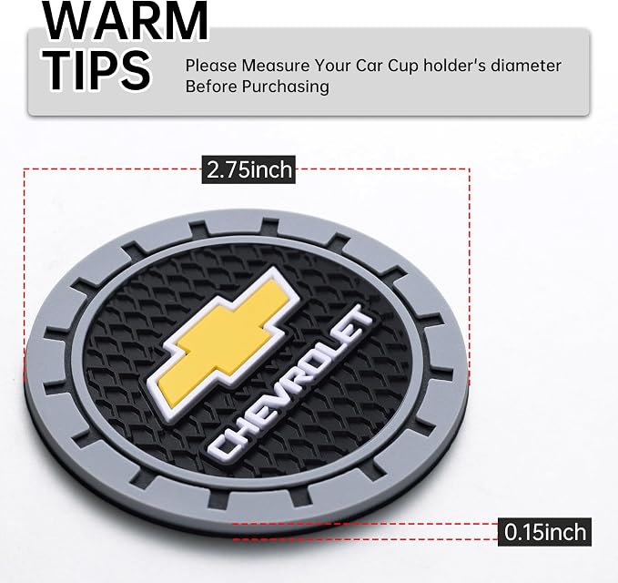Car Cup Coaster, 2PCS Universal Non-Slip Cup Holders, Compatible with Chevy Series Car Cup Holder Coasters,Car Drink Coaster Holder Accessory, Black
