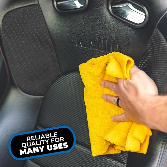The Rag Company - Edgeless 365 Microfiber Towels (10-Pack) Premium 70/30 Blend, Professional Polishing, Wax Removal, Auto Detailing, 365gsm, 16in x 16in, Gold