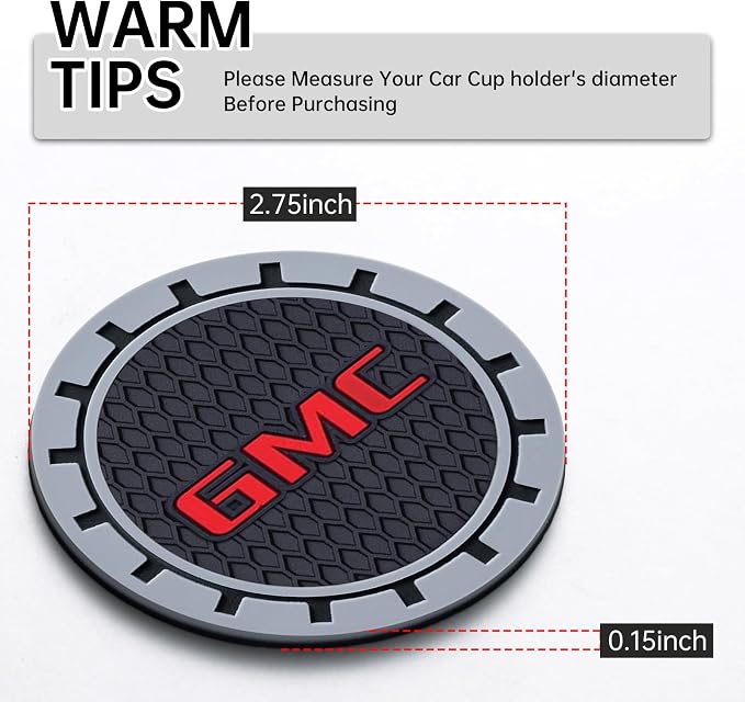 Car Cup Coaster, 2PCS Universal Non-Slip Cup Holders, Compatible with GMC Series Car Cup Holder Coasters,Car Drink Coaster Holder Accessory, Black